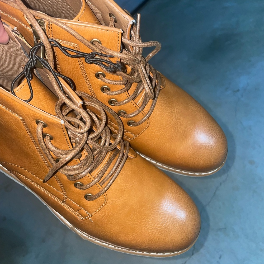 Steve Madden Broome Chukka Men’s Cognac Leather Boots Size 9 Brown Lace P-BROOME - Picture 9 of 13